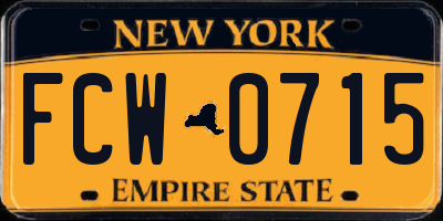 NY license plate FCW0715