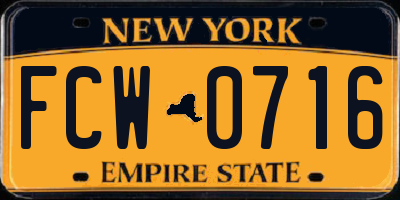 NY license plate FCW0716