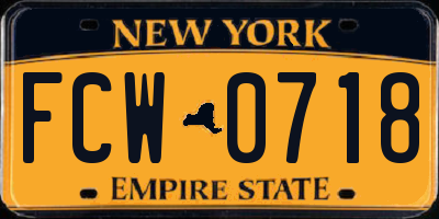 NY license plate FCW0718