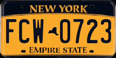 NY license plate FCW0723