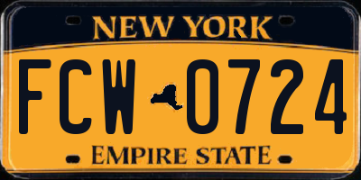 NY license plate FCW0724