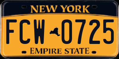 NY license plate FCW0725