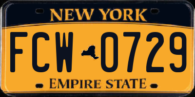 NY license plate FCW0729