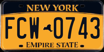 NY license plate FCW0743