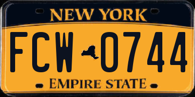 NY license plate FCW0744