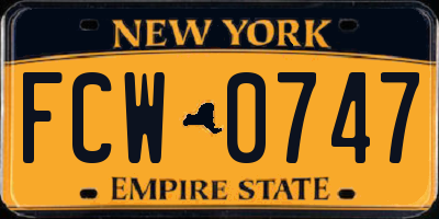 NY license plate FCW0747
