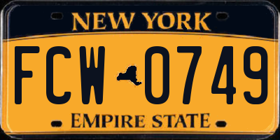 NY license plate FCW0749