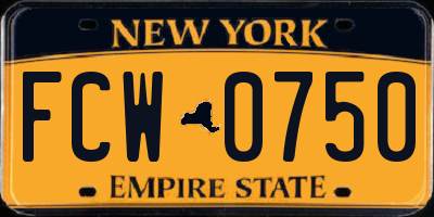 NY license plate FCW0750