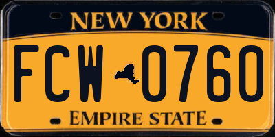 NY license plate FCW0760