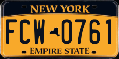 NY license plate FCW0761