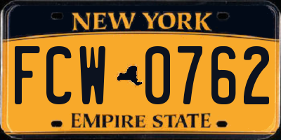 NY license plate FCW0762