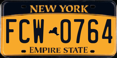 NY license plate FCW0764