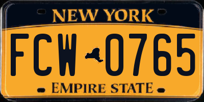 NY license plate FCW0765