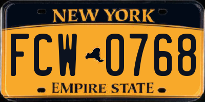 NY license plate FCW0768