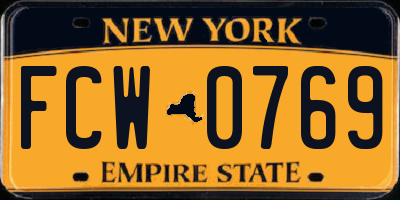 NY license plate FCW0769