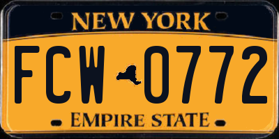 NY license plate FCW0772