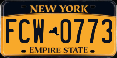 NY license plate FCW0773