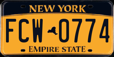 NY license plate FCW0774