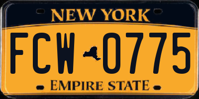 NY license plate FCW0775