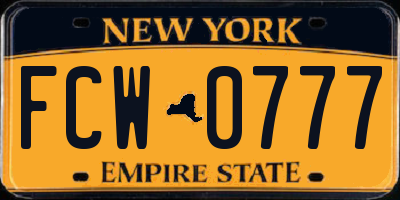 NY license plate FCW0777