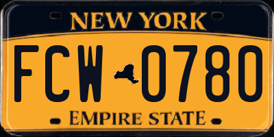 NY license plate FCW0780