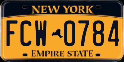 NY license plate FCW0784