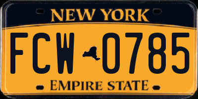 NY license plate FCW0785