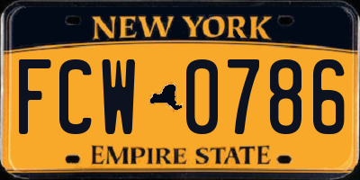 NY license plate FCW0786