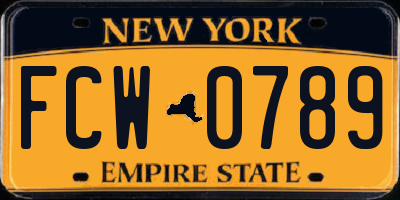 NY license plate FCW0789