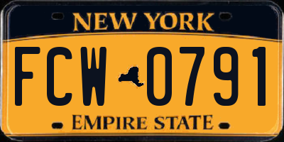 NY license plate FCW0791