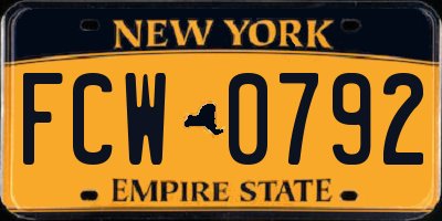 NY license plate FCW0792