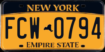 NY license plate FCW0794