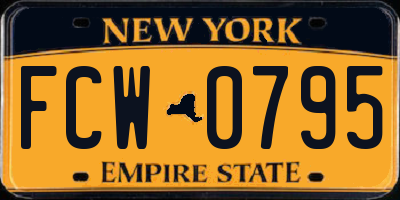 NY license plate FCW0795