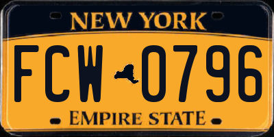 NY license plate FCW0796