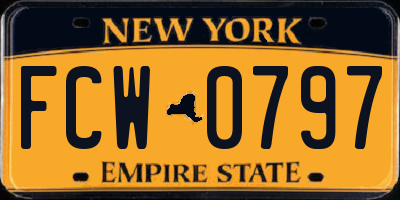 NY license plate FCW0797