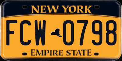 NY license plate FCW0798
