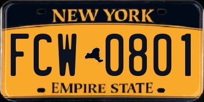 NY license plate FCW0801