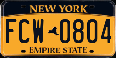 NY license plate FCW0804