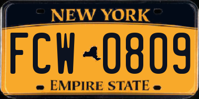 NY license plate FCW0809