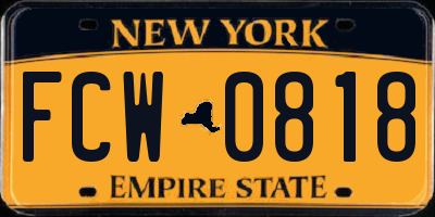 NY license plate FCW0818