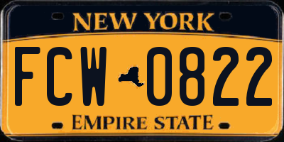 NY license plate FCW0822