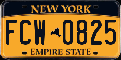 NY license plate FCW0825