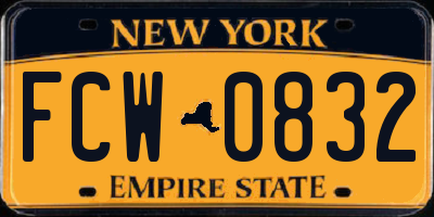 NY license plate FCW0832