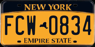 NY license plate FCW0834
