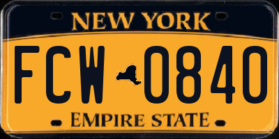 NY license plate FCW0840