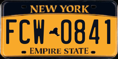 NY license plate FCW0841