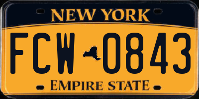 NY license plate FCW0843