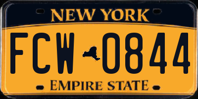 NY license plate FCW0844