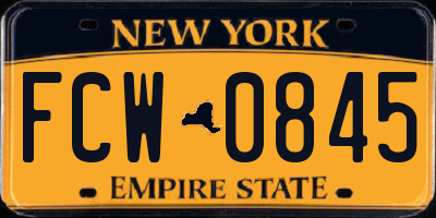 NY license plate FCW0845
