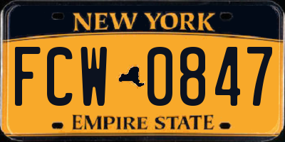 NY license plate FCW0847